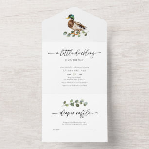 Little Duckling Is On The Way Duck Baby Shower All In One Invitation