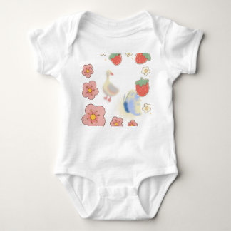 little duckling with strawberry a portray of sooth baby bodysuit