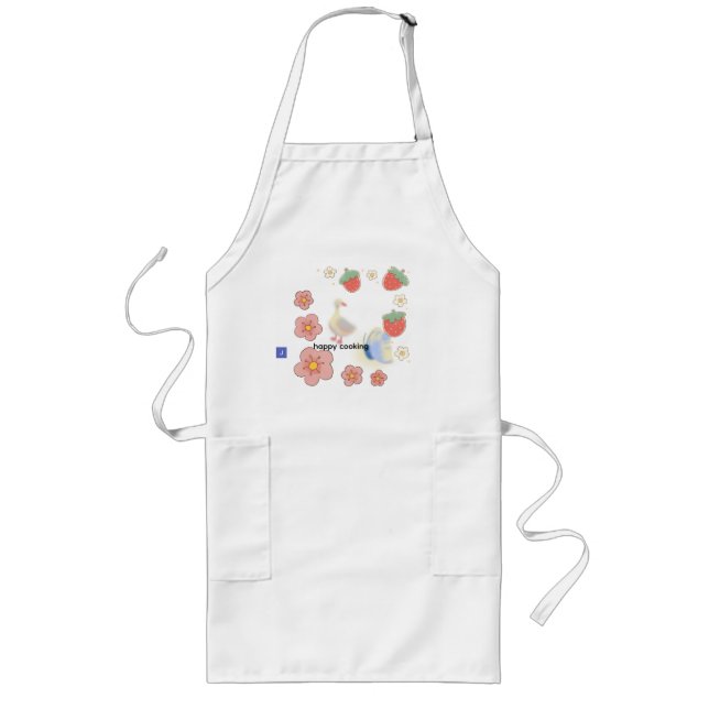 little duckling with strawberry a portray of sooth long apron (Front)