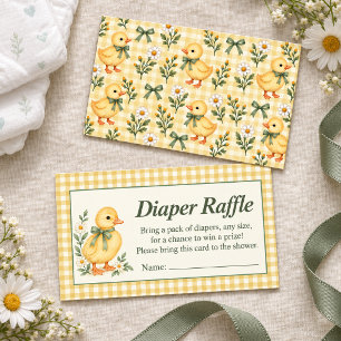 Little Duckling Yellow Gingham Diaper Raffle Card