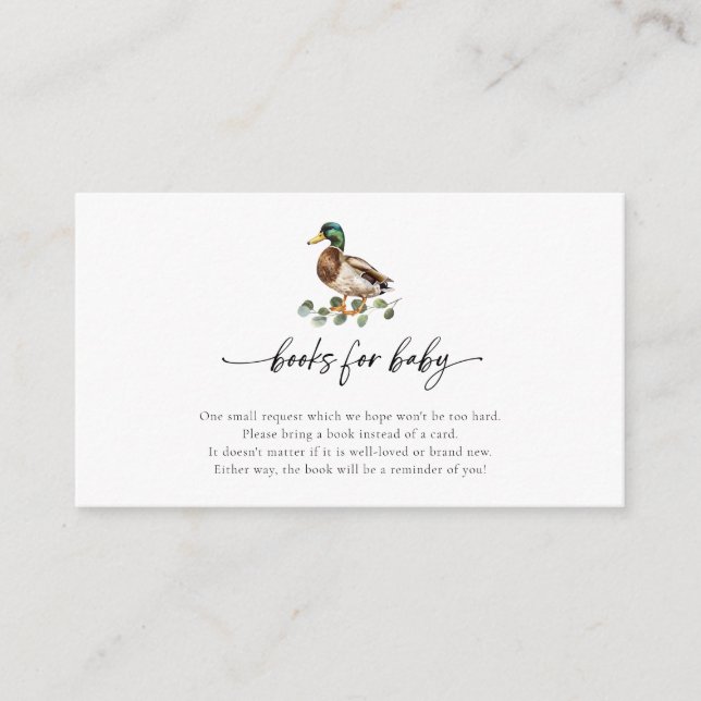 Little Ducklings Duck Baby Shower Book Request Enclosure Card (Front)
