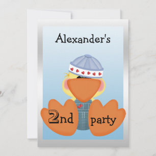 Little Ducks, Love Hearts & Boats 2nd Birthday Invitation