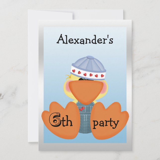 Little Ducks, Love Hearts & Boats 6th Birthday Invitation (Front)