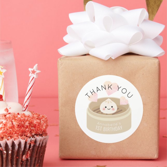 Little Dumpling Birthday Thank You Classic Round Sticker (Party)