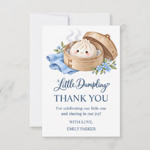 Little Dumpling Blue Baby Shower Thank You Card
