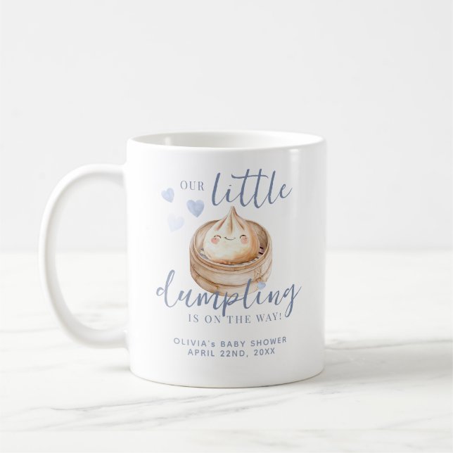 Little Dumpling Blue Watercolor Baby Shower  Coffee Mug (Left)