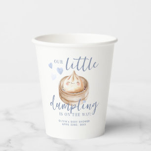 Little Dumpling Blue Watercolor Baby Shower Paper Cups