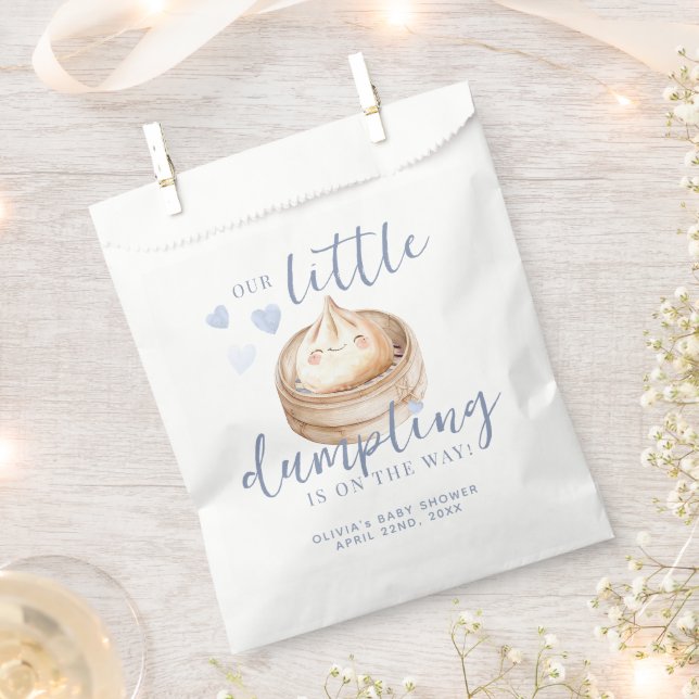 Little Dumpling Blue Watercolor Boy Baby Shower Fa Favour Bags (Clipped)