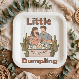 Little Dumpling Cute Parents-to-be Baby Shower Paper Plate