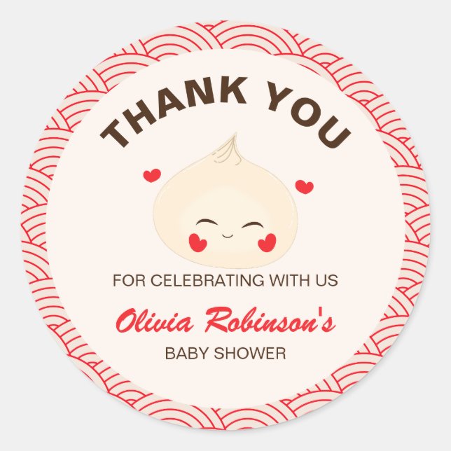 Little Dumpling Dim Sum Baby Shower  Classic Round Sticker (Front)