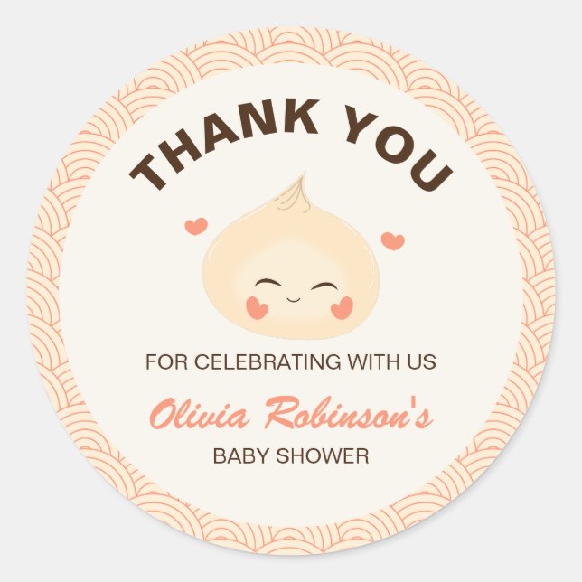 Little Dumpling Dim Sum Baby Shower  Classic Round Sticker (Front)
