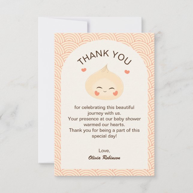 Little Dumpling Dim Sum Baby Shower Thank You Card (Front)