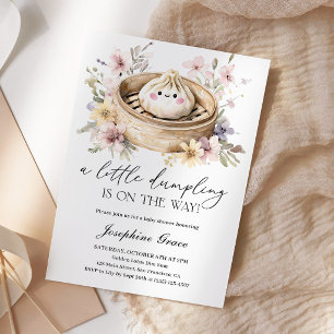 Little Dumpling Dim Sum Floral Baby Shower Invitation
