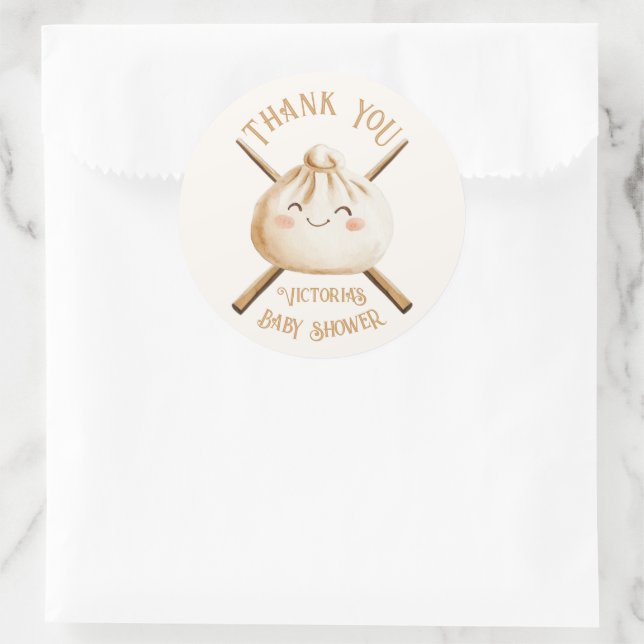 Little Dumpling Dim Sum Gender Neutral Baby Shower Classic Round Sticker (Bag)