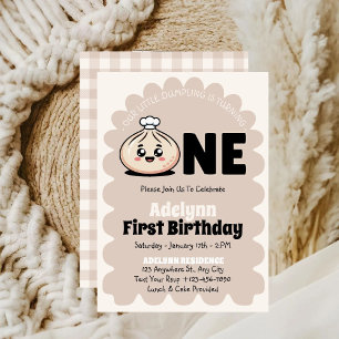Little Dumpling Girl 1st Birthday Party Invitation
