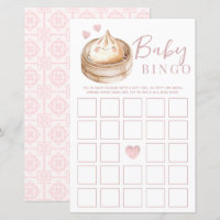 Little Dumpling Pink Baby Shower Bingo Game Card |
