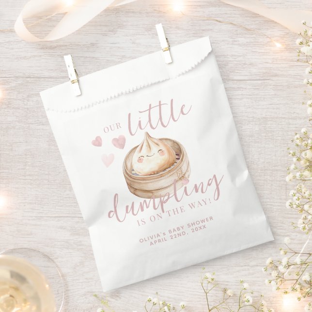 Little Dumpling Pink Watercolor Girl Baby Shower F Favour Bags (Clipped)