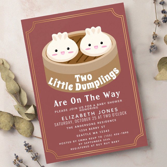 Little Dumpling Twins Baby Shower Invitation (Creator Uploaded)
