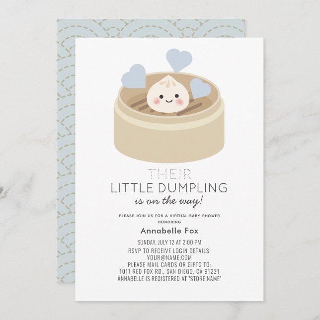 Little Dumpling Virtual Boy Baby Shower Invitation (Front/Back)