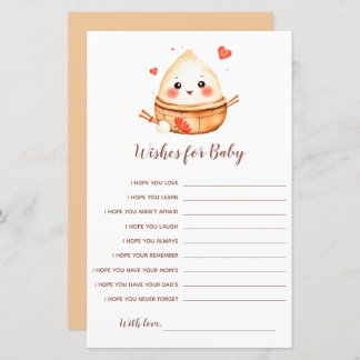 Little Dumpling Wishes for Baby Shower Game Card