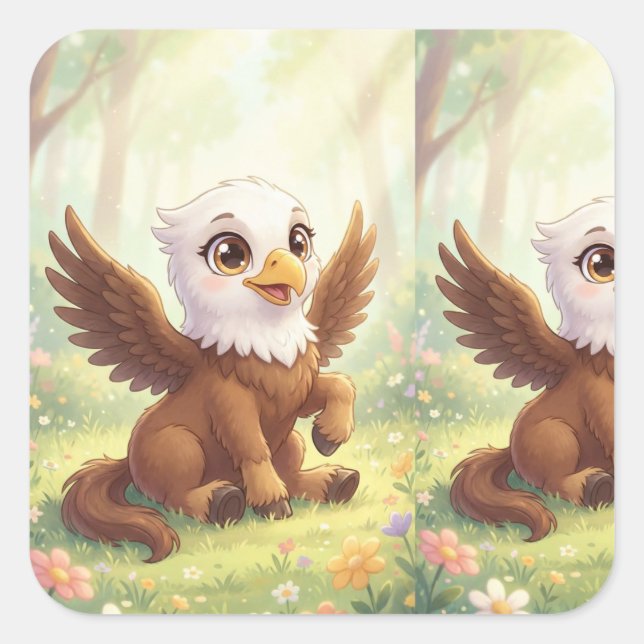 Little Eagorse in Bloom Square Sticker (Front)