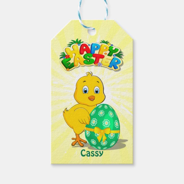 Little Easter Chicken Cartoon Gift Tags (Front)