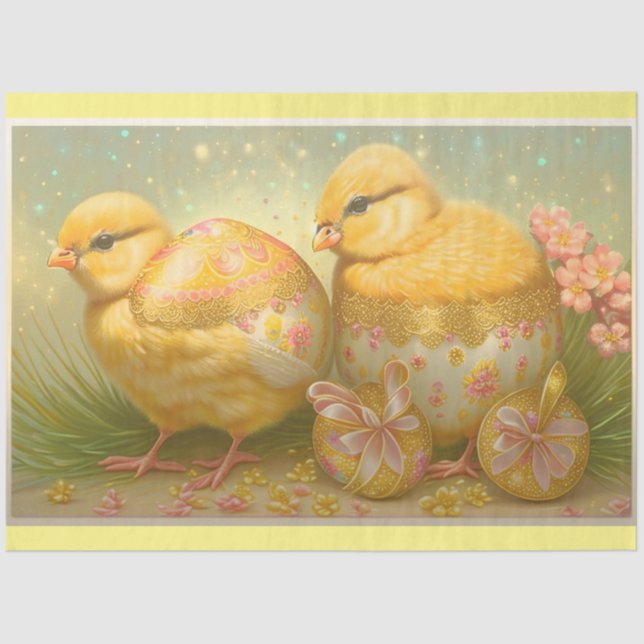 Little Easter Chicks In A Carriage Collection Tissue Paper (Front)