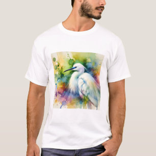 Little Egret 070824AREF125 - Watercolor T-Shirt