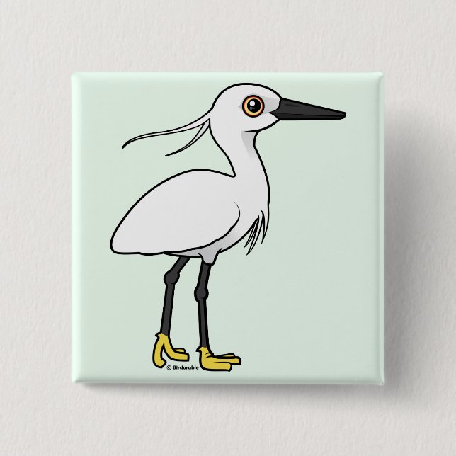 Little Egret 15 Cm Square Badge (Front)