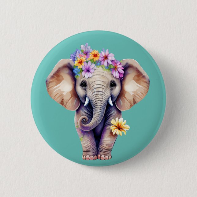 Little Elephant  6 Cm Round Badge (Front)