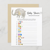 Little Elephant baby shower emoji pictionary game