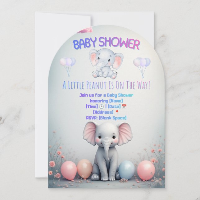 Little Elephant Baby Shower Invitation (Front)