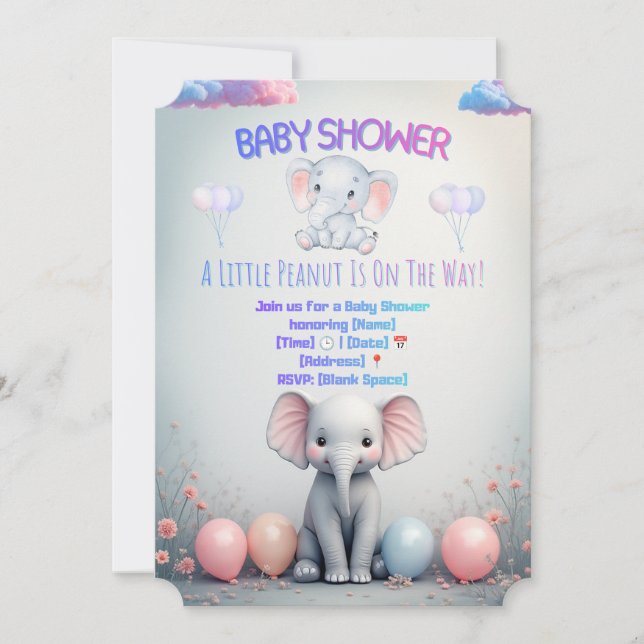Little Elephant Baby Shower Invitation (Front)