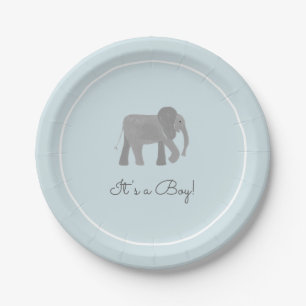 Little Elephant Baby Shower Paper Plate