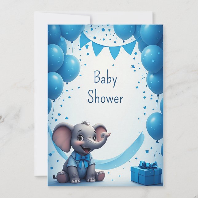 Little Elephant Birthday Party Fun 🐘 Invitation (Front)