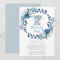 little elephant blue flowers baby shower by mail