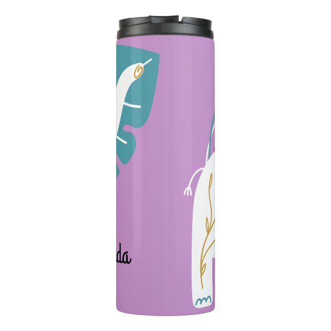 Little Elephant Boho Custom Name Thermal Tumbler (Back)