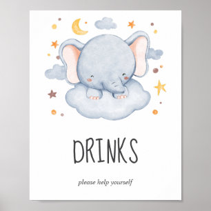 Little Elephant Boy Baby Shower Drinks Sign