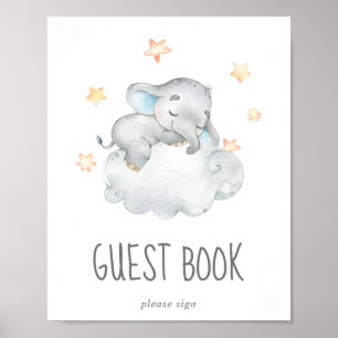 Little Elephant Boy Baby Shower Guest Book Sign