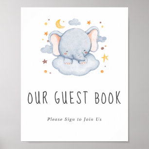 Little Elephant Boy Baby Shower Guest Book Sign