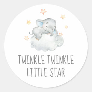 Little Elephant Boy Twinkle Twinkle Little Star Classic Round Sticker