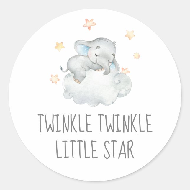 Little Elephant Boy Twinkle Twinkle Little Star Classic Round Sticker (Front)
