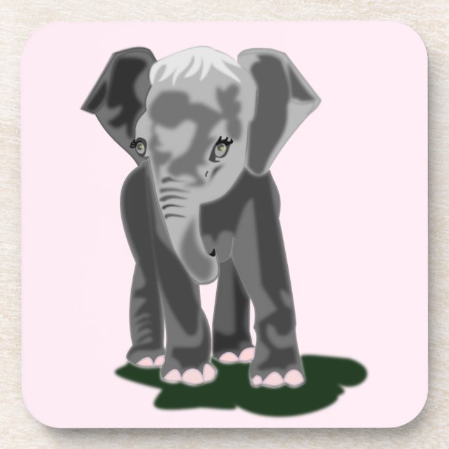 Little Elephant Coaster _ Your Colour - Text (Front)