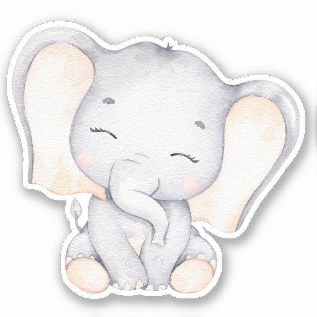 Little Elephant Cute Animal Sticker (Front)