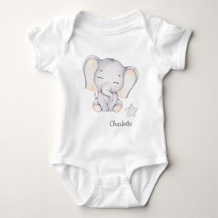 Little Elephant & Flower Baby Bodysuit