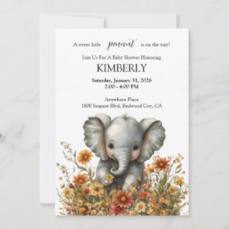 Little Elephant in a Blooming Garden Invitation