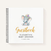 little elephant purple flora baby shower guestbook