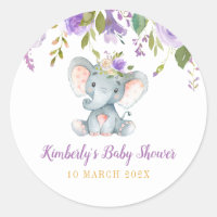 Little elephant purple floral baby shower 
