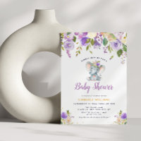 little elephant purple floral baby shower