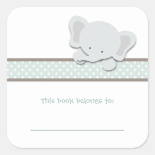 Little Elephant {Teal}   Bookplates Square Sticker